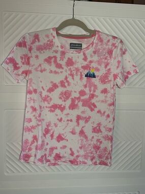 Eddie Bauer Pink and White Tie-Dye Kids Short Sleeve Tee